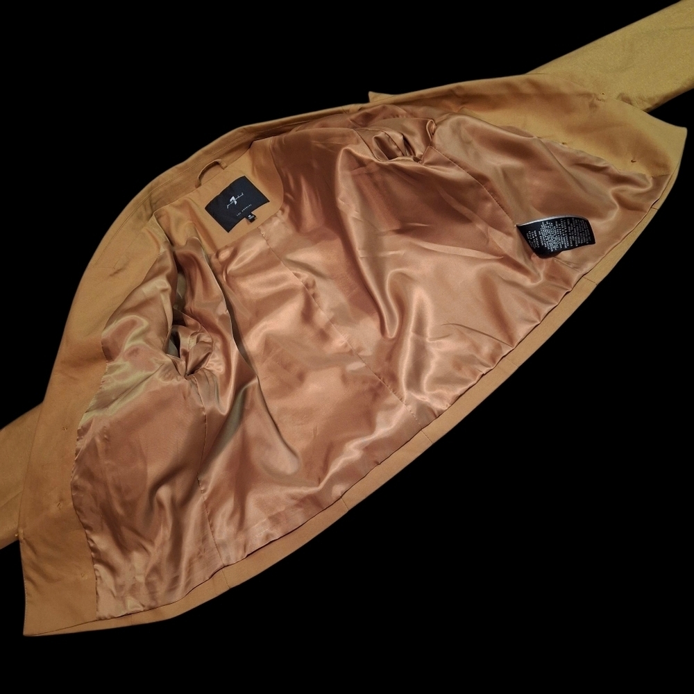 7 For All Mankind Cropped Button Long Sleeve Gold Blazer Women Size Medium - Picture 11 of 16